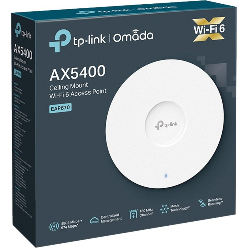 TP-Link Omada Dual Band Wifi6 5.27 Gbit/s Wireless Access Point EAP670