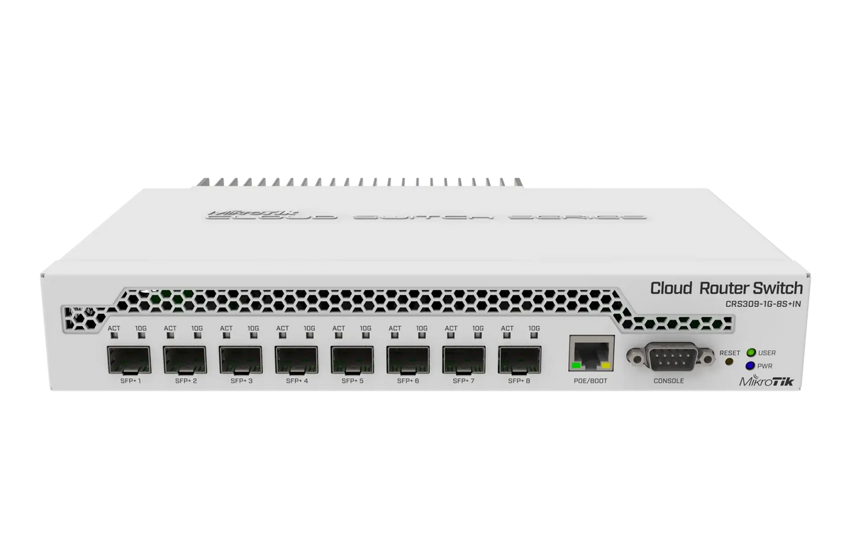 Crs309-1g-8s + in mikrotik crs309-1g-8s + in: compact 10gbps desktop switch